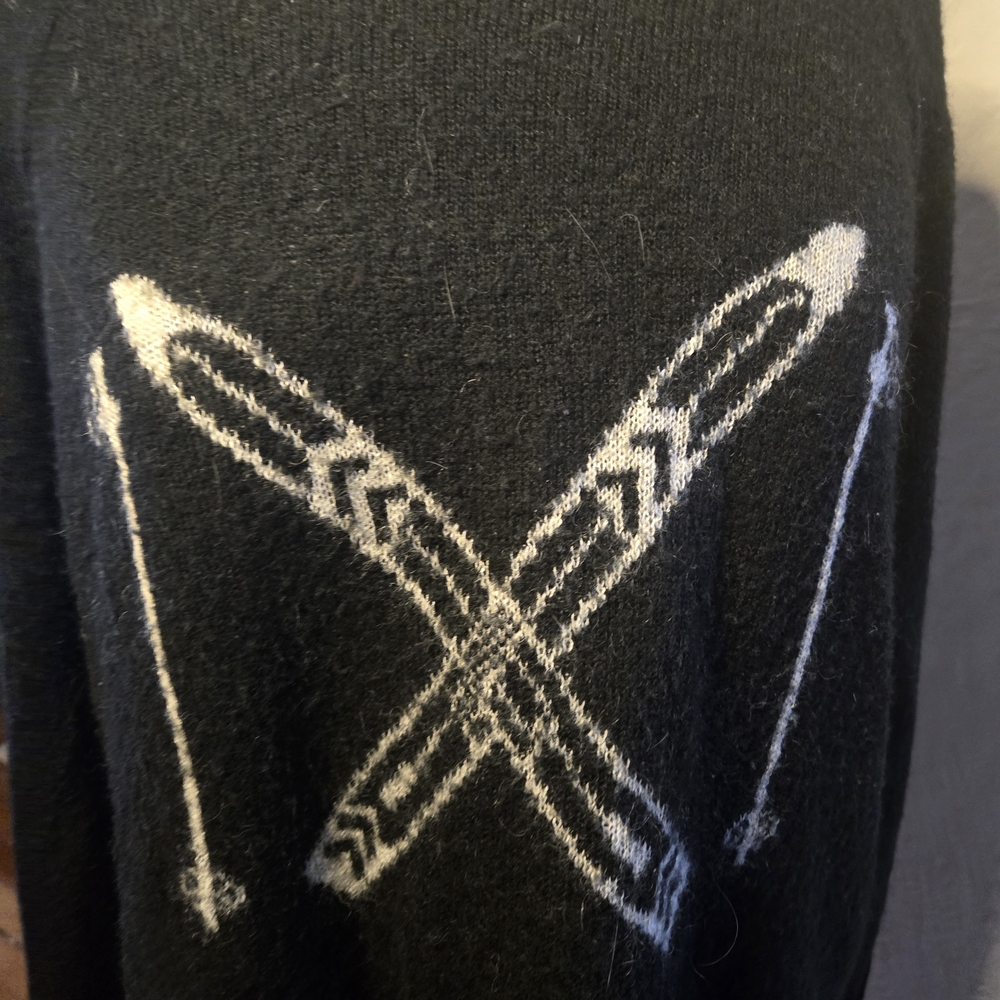 Woolrich Ski Sweater Black Wool Blend Alpine Lodge Graphic XL - Picture 8 of 12